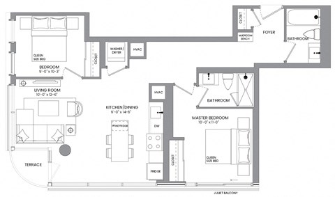 the floor plan of the apartment